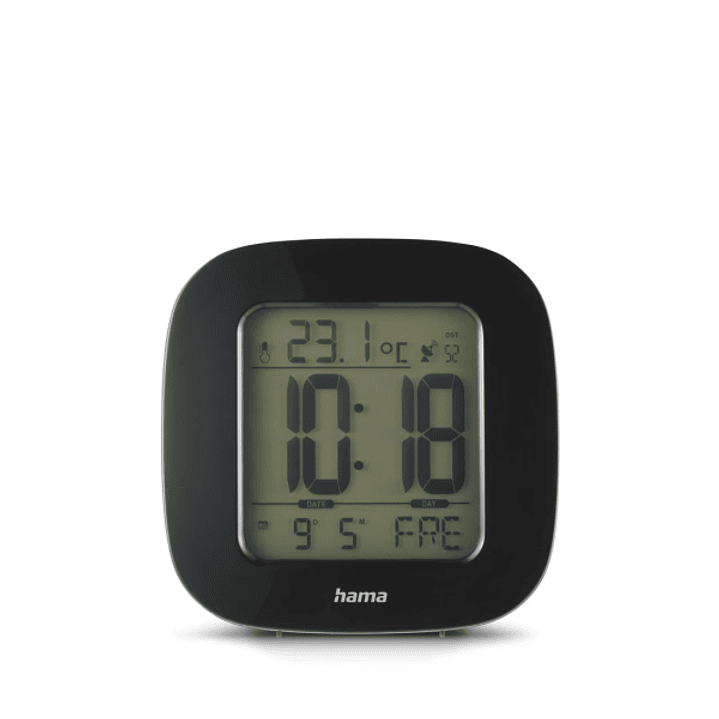 Hama Rc 45 Radio Reloj Despertador - Pantalla Digital - Termometro - Funcion de Repeticion de Alarma - Zona Horaria Ajustable - 7.8x4x7.8cm - Color Ne 1