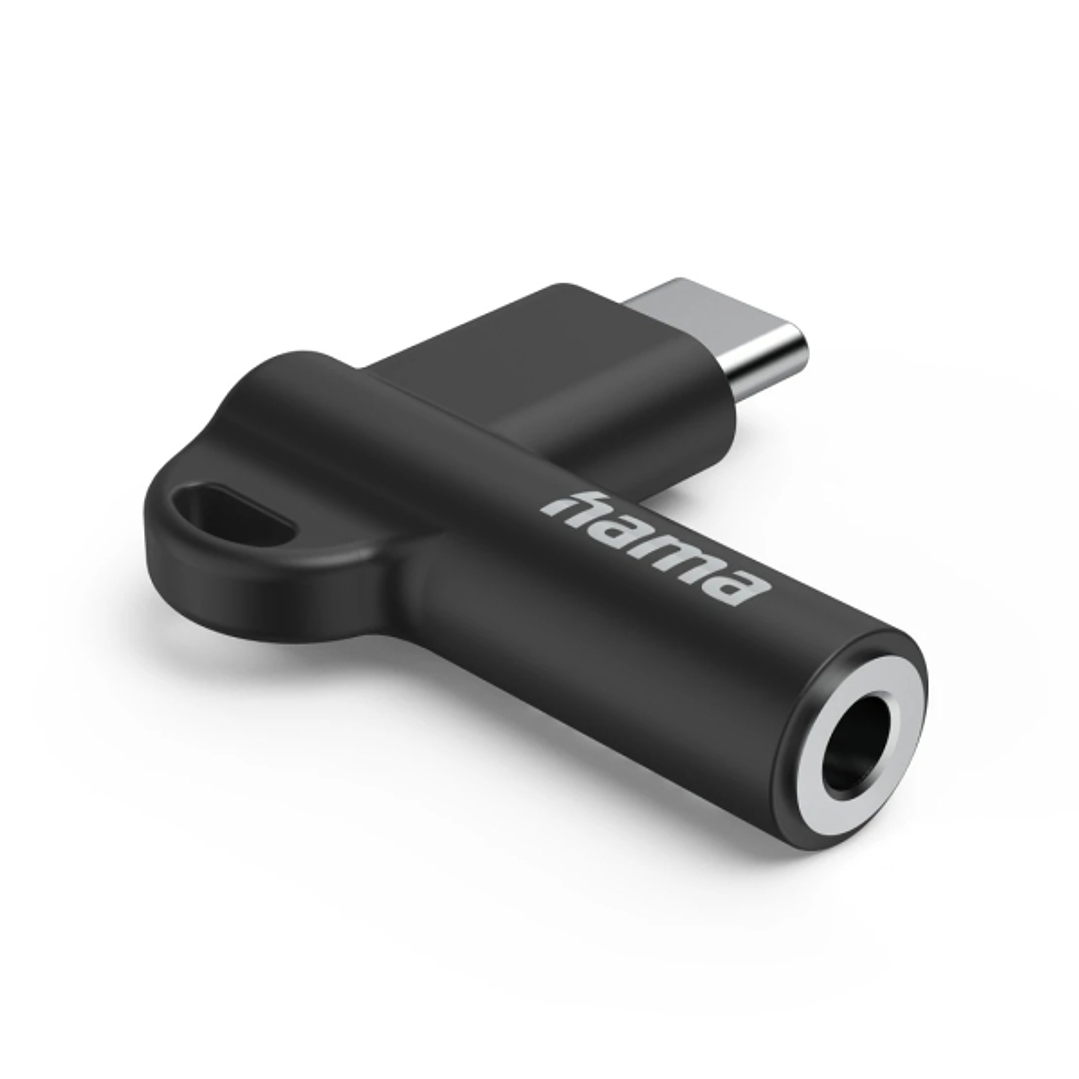 Hama Adaptador Acodado - 90º - USB-C Macho - Jack 3.5mm Hembra - Color Negro 1