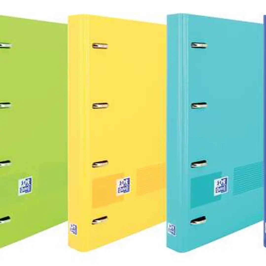 Oxford Europeanbinder Live & Go Carpeta de 4 Anillas Formato A4+ con Recambio Cuadriculado 5x5mm y 4 Taladros - Tapa de Plastico Resistente - Cierre c 1