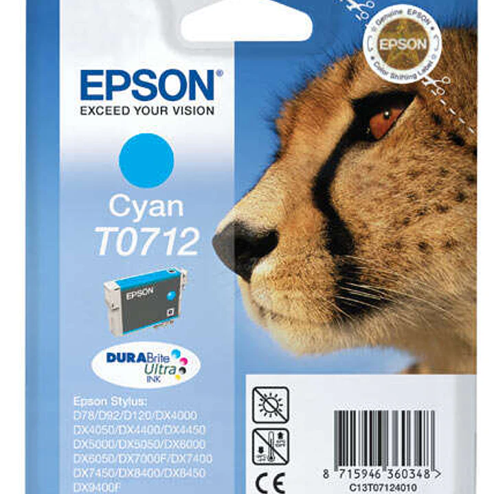 Epson T0712 Cyan Cartucho de Tinta Original - C13T07124012 1