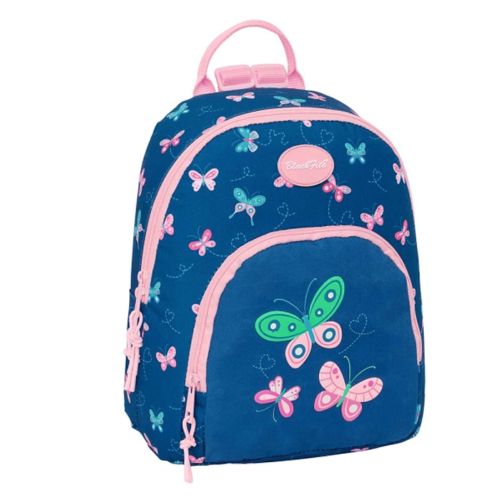 Safta Blackfit8 Mariposas Mini Mochila - Bolsillo Frontal - Cremallera Doble - Bolsillo Trasero Seguro - Hombreras Ajustables - Asa Superior - 9.75L - 1