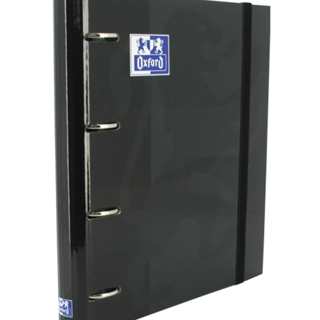 Oxford Europeanbinder Classic A4+ Carpeta de Anillas con Recambio Cuadricula 5x5 - Tapa Extradura - Cierre con Goma Elastica - Color Negro 1
