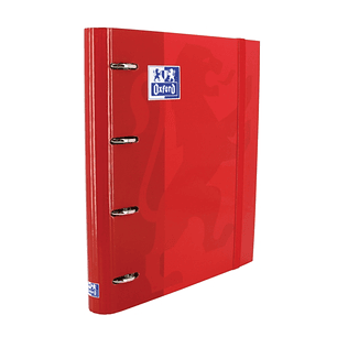 Oxford Europeanbinder Classic A4+ Carpeta de Anillas con Recambio Cuadricula 5x5 - Tapa Extradura - Cierre con Goma Elastica - Color Rojo