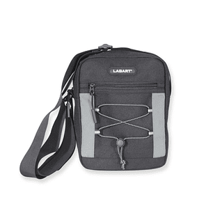 Lagart Bandolera - Compartimento Principal y Bolsillo Central con Cierre de Cremallera - Correa Ajustable - Medidas 18.5x24x7cm - Color Negro