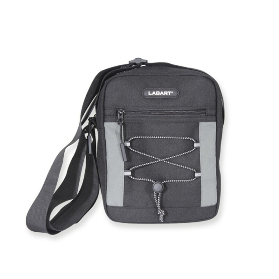 Lagart Bandolera - Compartimento Principal y Bolsillo Central con Cierre de Cremallera - Correa Ajustable - Medidas 18.5x24x7cm - Color Negro 1