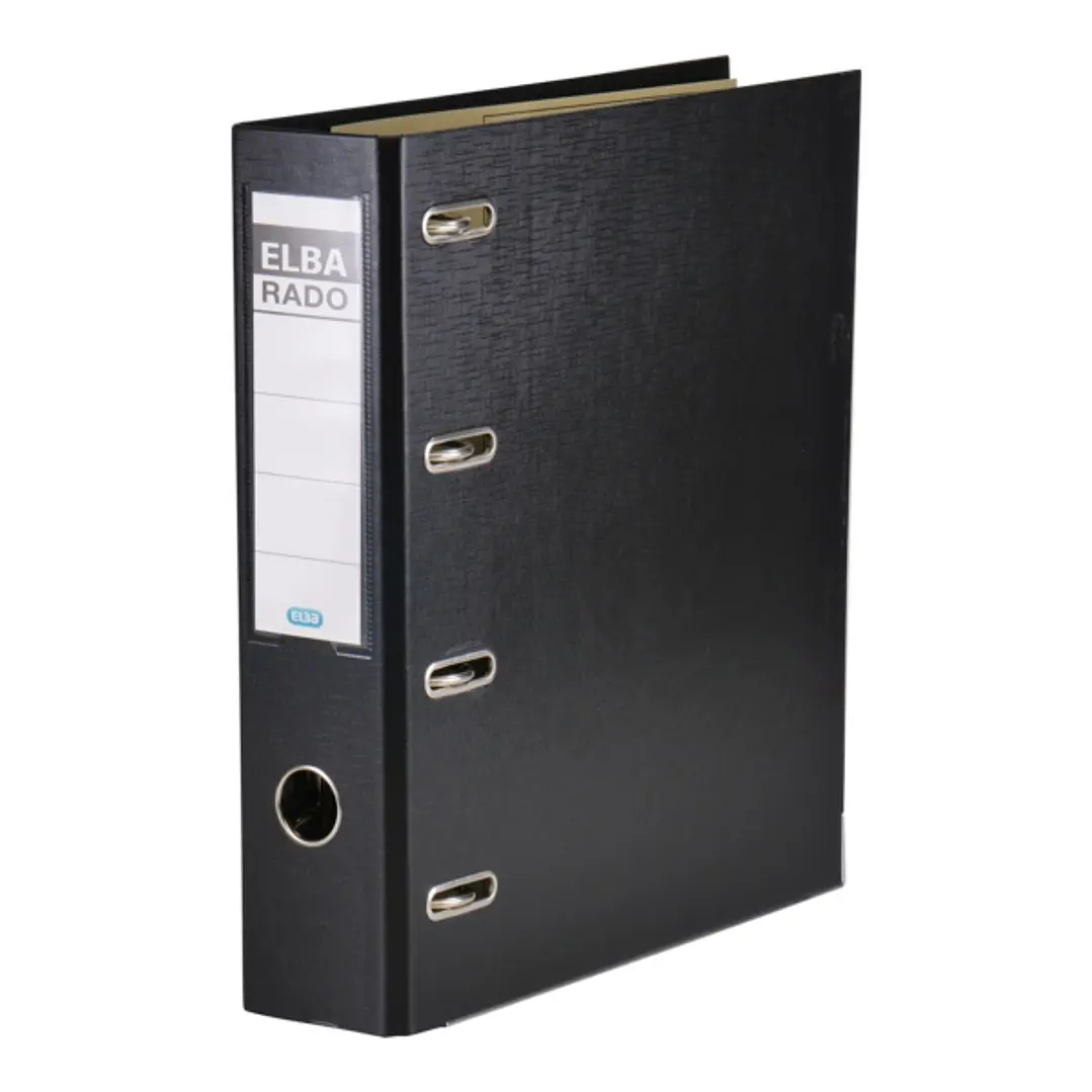 Elba Archivador Palanca Rado Plast A4 - Doble Mecanismo - Lomo de 75mm - PVC Resistente - Color Negro 1
