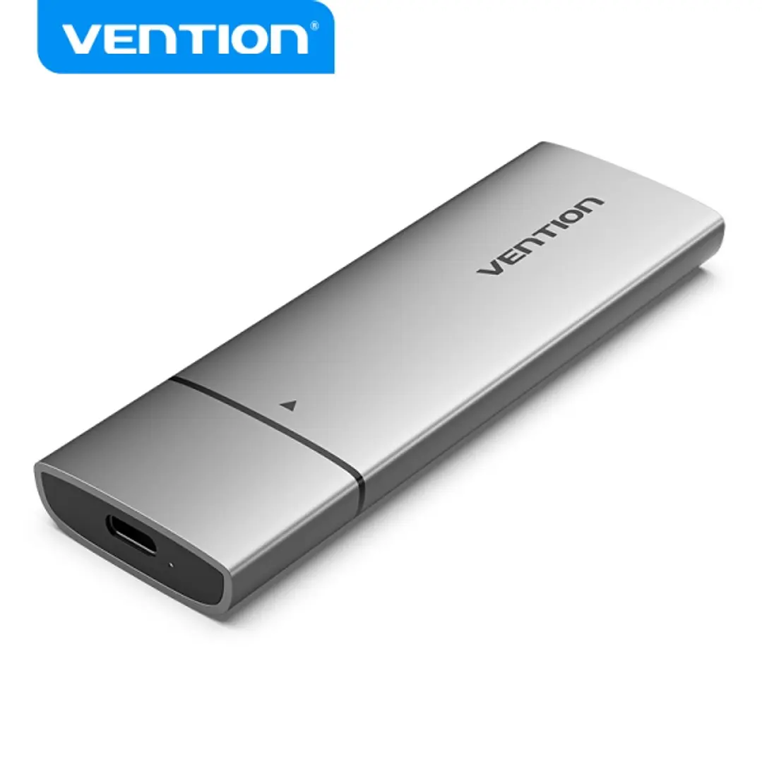 Vention Carcasa para SSD - USB 3.1 Gen 2C - 10 Gbps - Aluminio - Compatible M.2 NVMe - Incluye cable USB-C - Color Gris 1