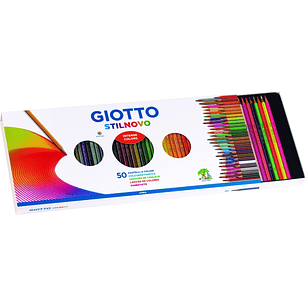Giotto Stilnovo Acqarell Pack de 36 Lapices de Colores Acuarelables - Forma Hexagonal - Mina 3.3mm - Colores Surtidos