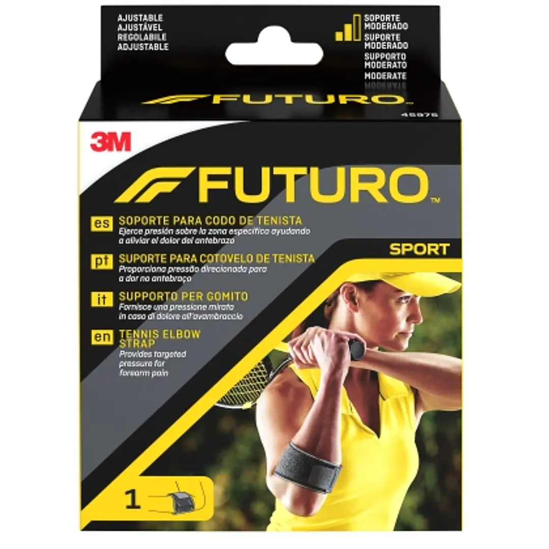 Futuro Sport Soporte Codo de Tenista - Ajustable (17.8 - 35.6cm) - Transpirable - Aisla la Humedad - Color Negro 1