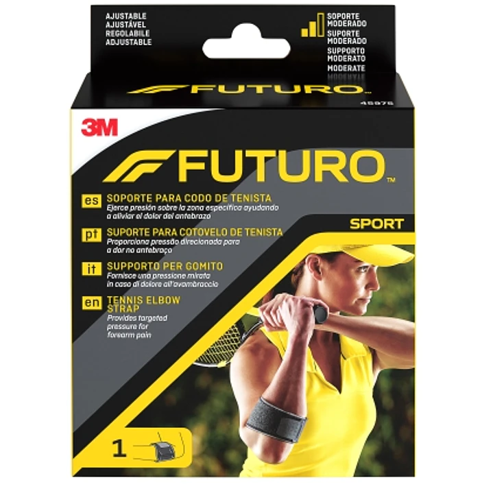 Futuro Sport Soporte Codo de Tenista - Ajustable (17.8 - 35.6cm) - Transpirable - Aisla la Humedad - Color Negro 1