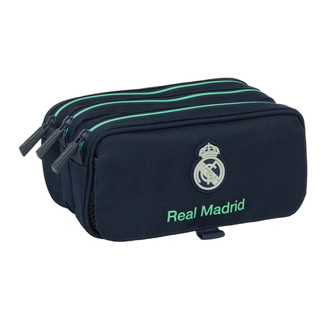 Safta Real Madrid 2ª Equipacion 25/26 Portatodo - 3 Compartimentos con Cremalleras - Bolsillo Frontal - Cinta Adaptable - 1.72L - 215x80x100mm - Color 1