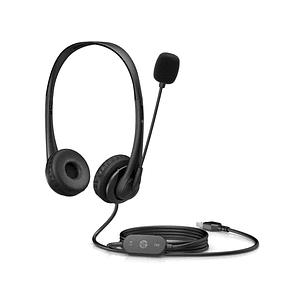 HP Auriculares G2 Stereo USB con Microfono Cancelacion de Ruido - Diadema Ajustable - Almohadillas de PU Leather para Uso Prolongado - Control en Cabl