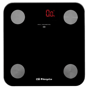 Orbegozo PB 3000 Bascula Electronica de Baño - Diseño de Cristal - Pantalla LED - Activacion Tactil - Capacidad 180kg - Indicador de Energia y Sobreca