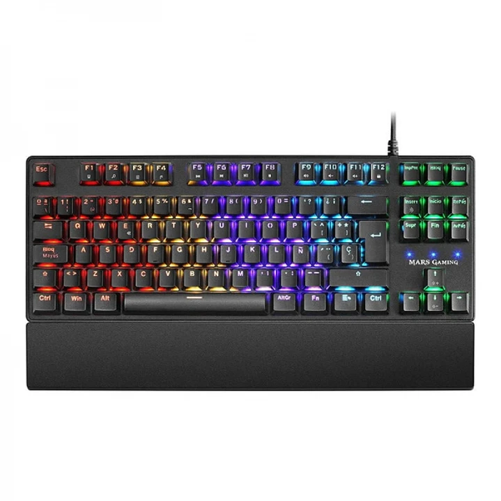 Mars Gaming MKXTKL Teclado Mecanico - Ultracompacto TKL - Switches OUTEMU SQ - Retroiluminacion RGB - Reposamuñecas Ergonomico Extraible - Color Negro 1