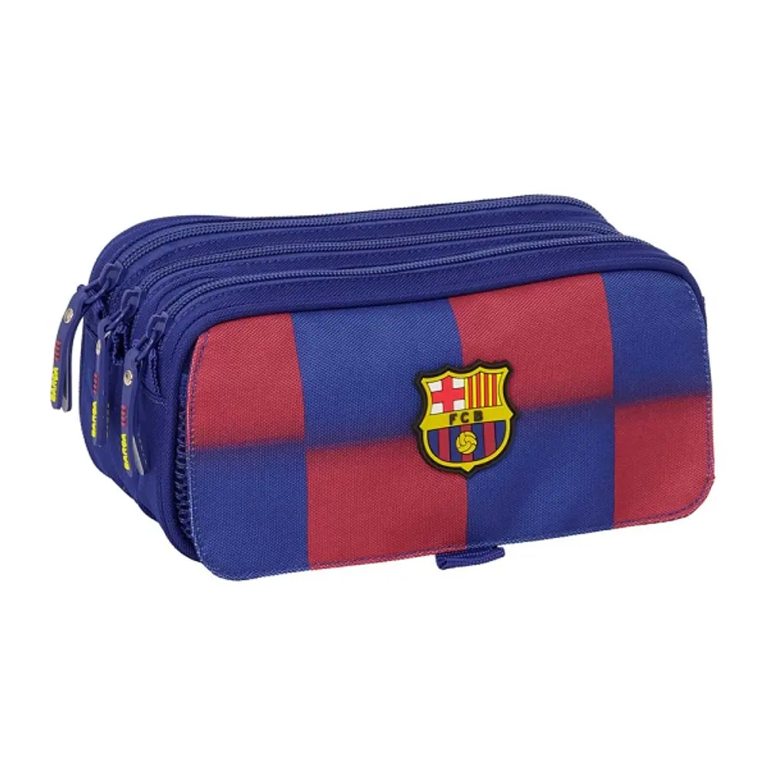 Safta F.C.Barcelona Estuche Portatodo de 1.72L - 3 Compartimentos - Cinta Trasera Adaptable a Carro - Cierre de Cremallera - 21.5x10x8cm - Color Rojo  1