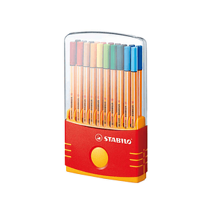 Stabilo Point 88 Pack de 20 Rotuladores de Punta Fina de Fibra - Trazo de 0.4mm. - Tinta con Base de Agua - Apto para Reglas y Plantillas - Colores Su