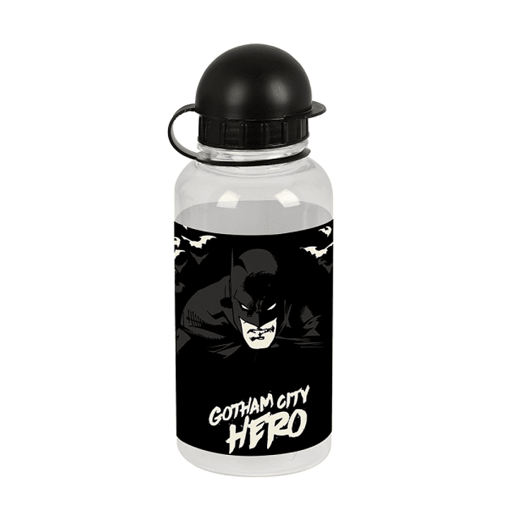 Safta Batman Hero Botella de 500ml - PVC sin BPA - Cierre Hermetico a Presion - Valvula de Salida de Agua - Tapon Roscado - 69x180mm - Color Negro 1