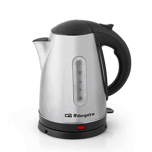 Orbegozo KT 6021 Hervidor de Agua Eficaz - Capacidad 1.7 Litros - Potencia 2200W - Base Giratoria sin Cable - Cuerpo de Acero Inoxidable - Indicador d