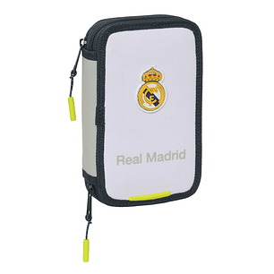 Safta Real Madrid 1ª Equipacion 24/25 Plumier 28 Pcs - 2 Compartimentos - 28 Piezas - 12.5x19.5x4cm - Color Blanco/Negro