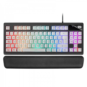 Mars Gaming MKAX Teclado Gaming - Iluminacion RGB 9 Efectos - Diseño Compacto TKL - Tecnologia H-Mech - Control Volumen Roller - Reposamuñecas Memory 