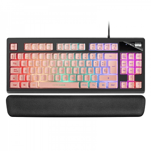 Mars Gaming MKAX Teclado Gaming - Iluminacion RGB 9 Efectos - Diseño Compacto TKL - Tecnologia H-Mech - Control de Volumen Roller - Reposamuñecas Memo