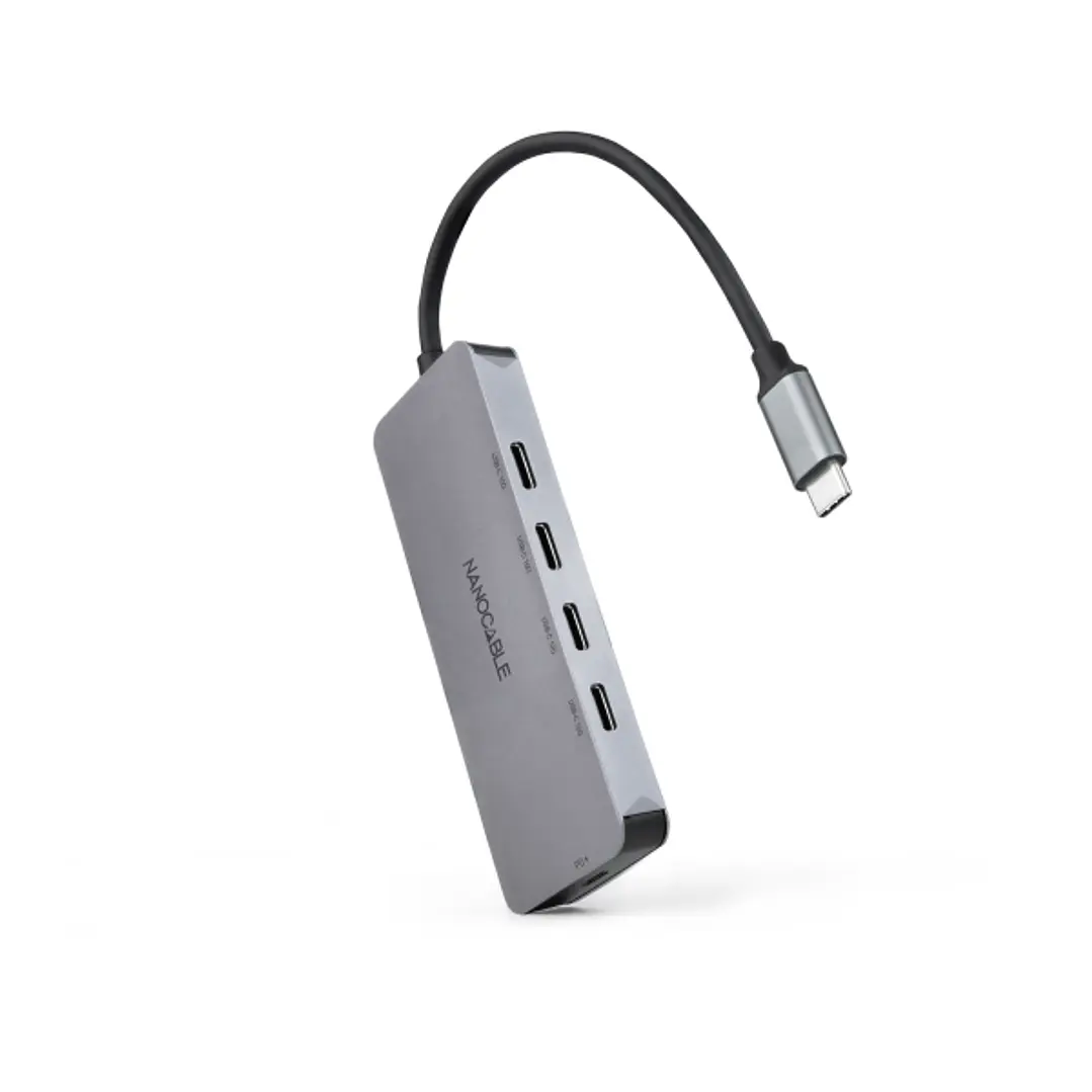 Nanocable Hub USB-C 3.2 con 4x Puertos USB-C 3.2 + 1 Puerto USB-C PD 100W - Velocidad de Transferencia de hasta 10Gbps - Cable de 0.10m 1