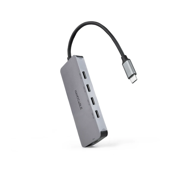 Nanocable Hub USB-C 3.2 con 4x Puertos USB-C 3.2 + 1 Puerto USB-C PD 100W - Velocidad de Transferencia de hasta 10Gbps - Cable de 0.10m 1