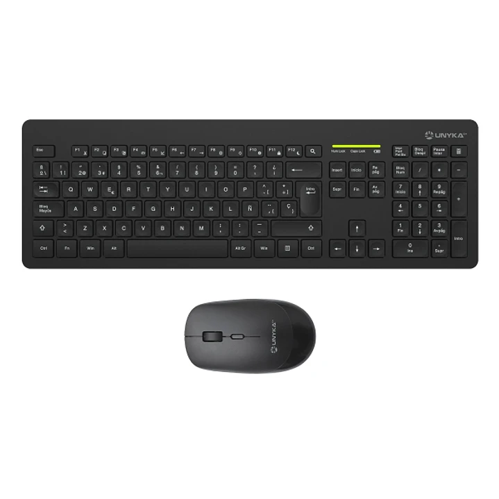 Unykach MK212 Pro Slim Wireless Pack de Teclado Inalambrico Slim 108 Teclas de Membrana + Raton Inalambrico 1600dpi, 3 Botones, Uso Ambidiestro - Colo 1