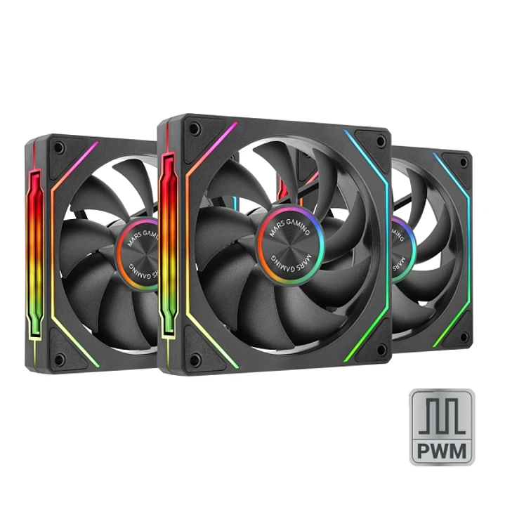 Mars Gaming MF-LINKFINITYKIT2 Pack de 3 Ventiladores de 120mm - Iluminacion ARGB Infinity Mirror - Silencioso 12dB - Modular Linkfinity Magnetico - Co 1