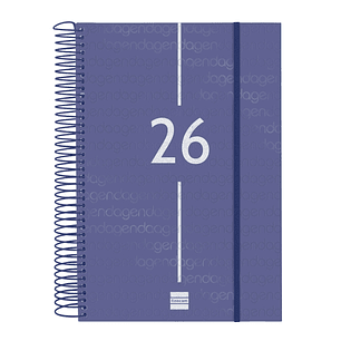 Finocam Year Agenda de Espiral - Anual 2026 - Tapa Ligera - Formato E11 - 175x29x242mm - 1 Dia por Pagina - Color Azul