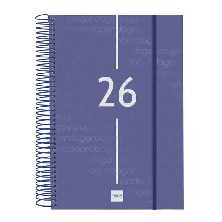 Finocam Year Agenda de Espiral - Anual 2026 - Tapa Ligera - Formato E11 - 175x29x242mm - 1 Dia por Pagina - Color Azul 1