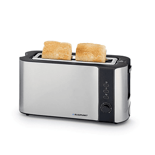 Blaupunkt Tostadora de Ranura Larga - 1000W - Rejilla Calientabollos - 6 Niveles de Tostado - Bandeja Recogemigas Extraible - Funcion Descongelar y Re