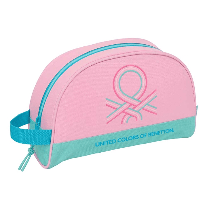 Safta Benetton Dolce Neceser de 5L - Cremallera - Asa Lateral - Adapatable a Carro - Bolsillo Interior - 280x100x180mm - Color Rosa Pastel 1