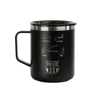 Safta F.C.Barcelona Taza Acero Inoxidable 400mL - Doble Pared - Base de Silicona - Acero Inoxidable - Tapa y Asa - 12H Caliente / 24H Frio - 10.7x8.4x