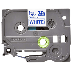 Brother TZe223 Cinta Laminada Original de Etiquetas - Texto azul sobre fondo blanco - Ancho 9mm x 8 metros