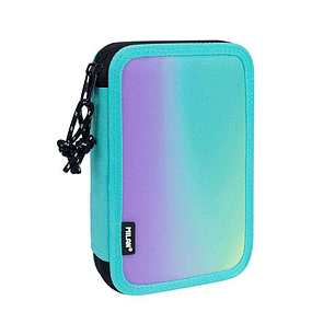 Milan Sunset Plumier de 2 Pisos con 2 Gomas de Borrar, Sacapuntas, Lapiz, Boligrafo Compact, Regla, 12 Lapices de Colores y 18 Rotuladores - Color Tur