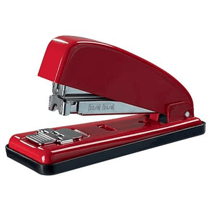 Petrus 226 Grapadora Metalica + Caja de 200 Grapas - Hasta 30 Hojas - Grapado Cerrado, Abierto y Clavado - Color Rojo