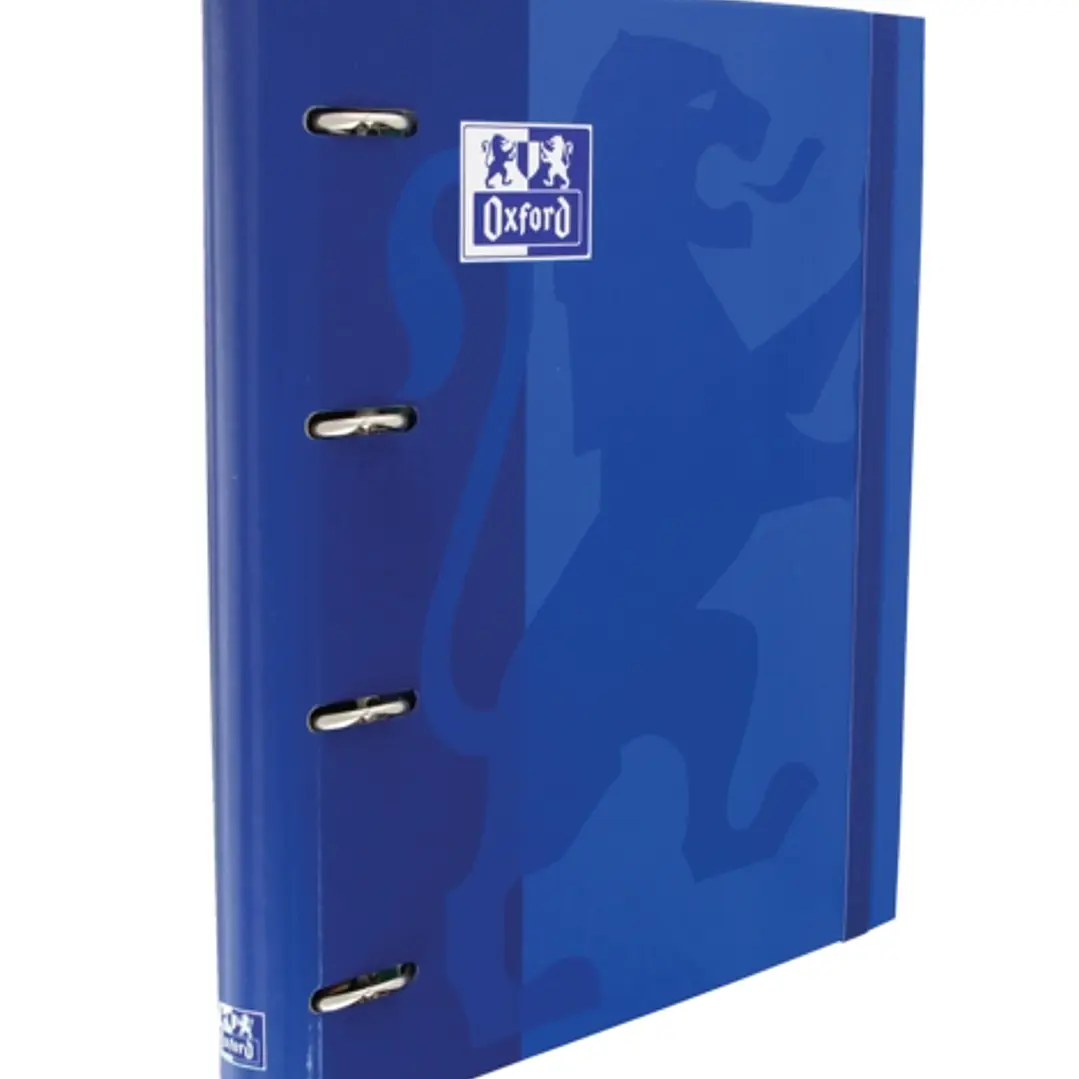 Oxford Europeanbinder Classic A4+ Carpeta de Anillas con Recambio Cuadricula 5x5 - Tapa Extradura - Cierre con Goma Elastica - Color Azul Marino 1