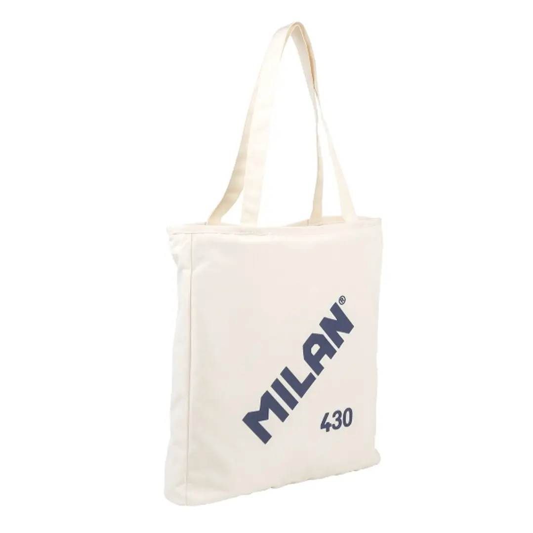 Milan Coleccion 430 Bolso Shopper 7.5L - Tamaño 38x36x6,5cm - Asa Larga 27cm - Tejido 'ripstop' - Color Beige 1