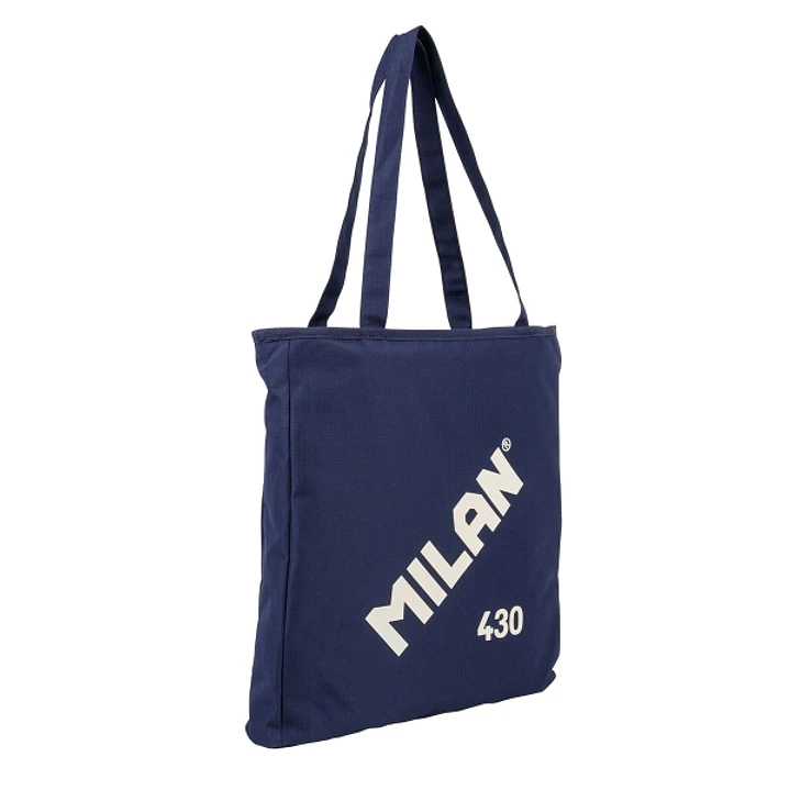 Milan Coleccion 430 Bolso Shopper 7.5L - Tamaño 38x36x6,5cm - Asa Larga 27cm - Tejido 'ripstop' - Color Azul Marino 1