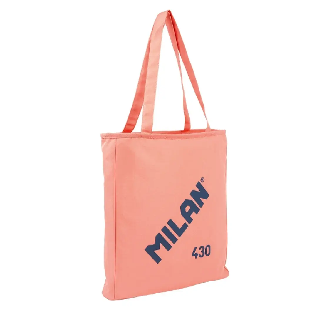 Milan Coleccion 430 Bolso Shopper 7.5L - Tamaño 38x36x6,5cm - Asa Larga 27cm - Tejido 'ripstop' - Color Rosa 1