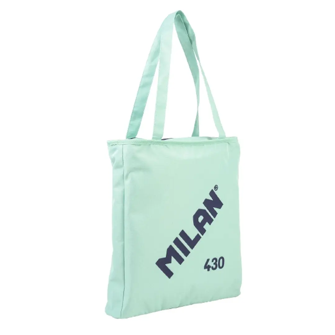 Milan Coleccion 430 Bolso Shopper 7.5L - Tamaño 38x36x6,5cm - Asa Larga 27cm - Tejido 'ripstop' - Color Verde 1