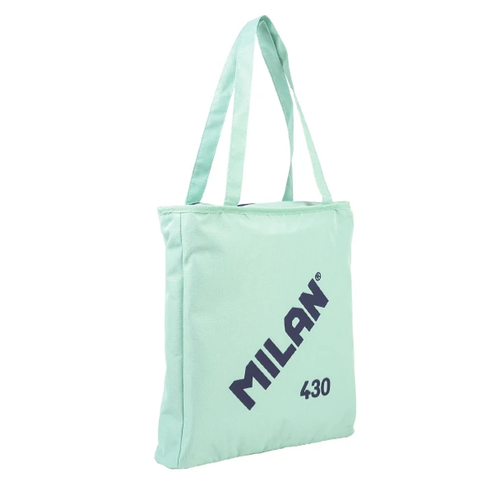 Milan Coleccion 430 Bolso Shopper 7.5L - Tamaño 38x36x6,5cm - Asa Larga 27cm - Tejido 'ripstop' - Color Verde 1