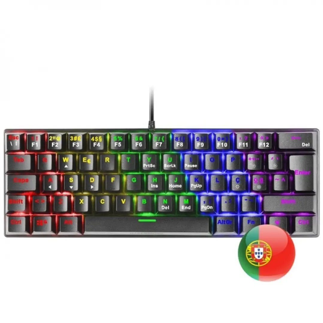 Mars Gaming MK60 Teclado Gaming Mecanico - Ultra-Compacto 60% - Iluminacion RGB - Switches Antipolvo - Teclas Imborrables - Anti-Ghosting Avanzado - P 1