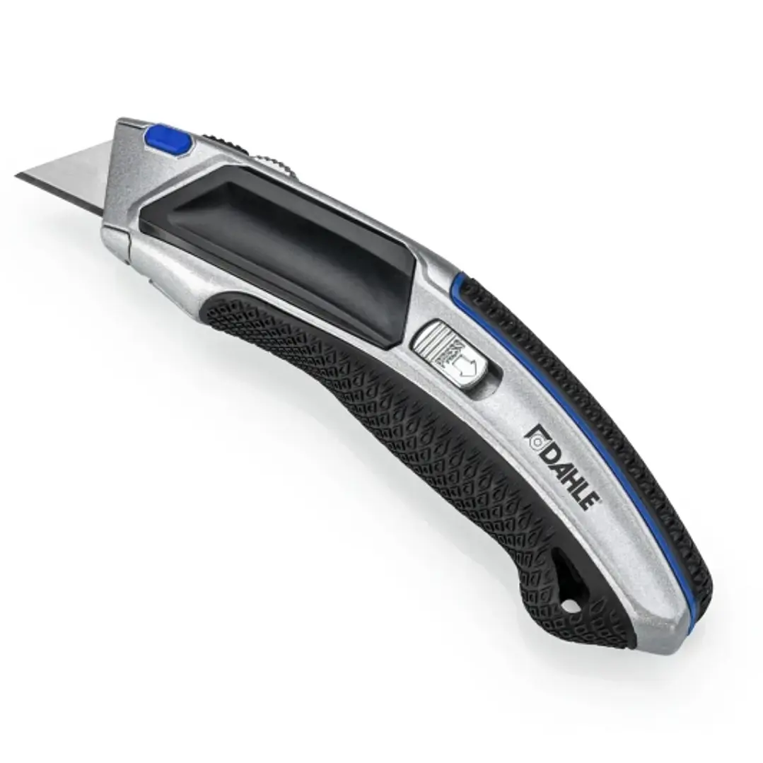 Dahle 10891 Profesional Heavy Duty Cuter con Cuchilla Trapezoidal de Acero al Carbono SK5 - Guia Automatica - Cuerpo Metalico - Mango Ergonomico con A 1