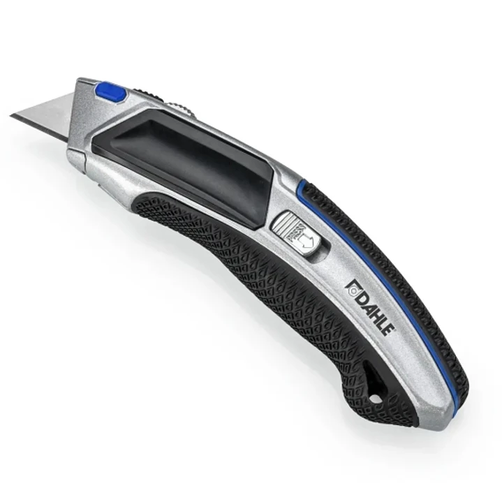 Dahle 10891 Profesional Heavy Duty Cuter con Cuchilla Trapezoidal de Acero al Carbono SK5 - Guia Automatica - Cuerpo Metalico - Mango Ergonomico con A 1