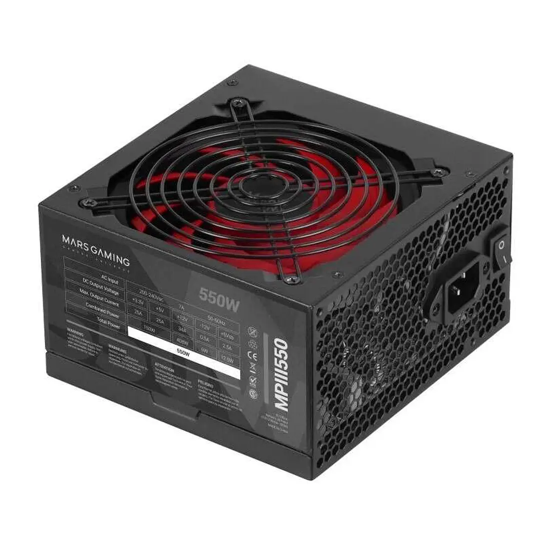 Mars Gaming Fuente de Alimentacion 550W ATX - PFC Activo - Silenciosa - 85% de Eficiencia 1