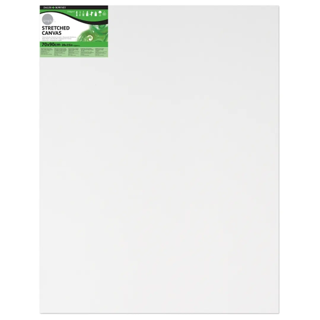Daler Rowney Simply Bastidor Entelado - 60x90cm - Imprimacion Triple - Grano Medio - 100% Algodon sin Acido - 250g - Color Blanco 1