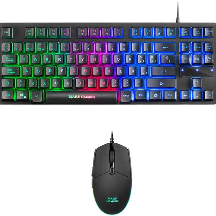 Mars Gaming Pack Teclado Formato TKL + Raton 3200dpi 6 Botones - Conectividad USB - Iluminacion RGB - Antighosting 1