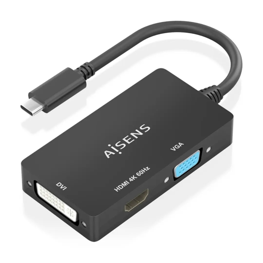 Aisens Conversor USB-C a DVI/HDMI/VGA - USB-C/M-DVI/H-HDMI/H-VGA/H - 15cm - Color Negro 1